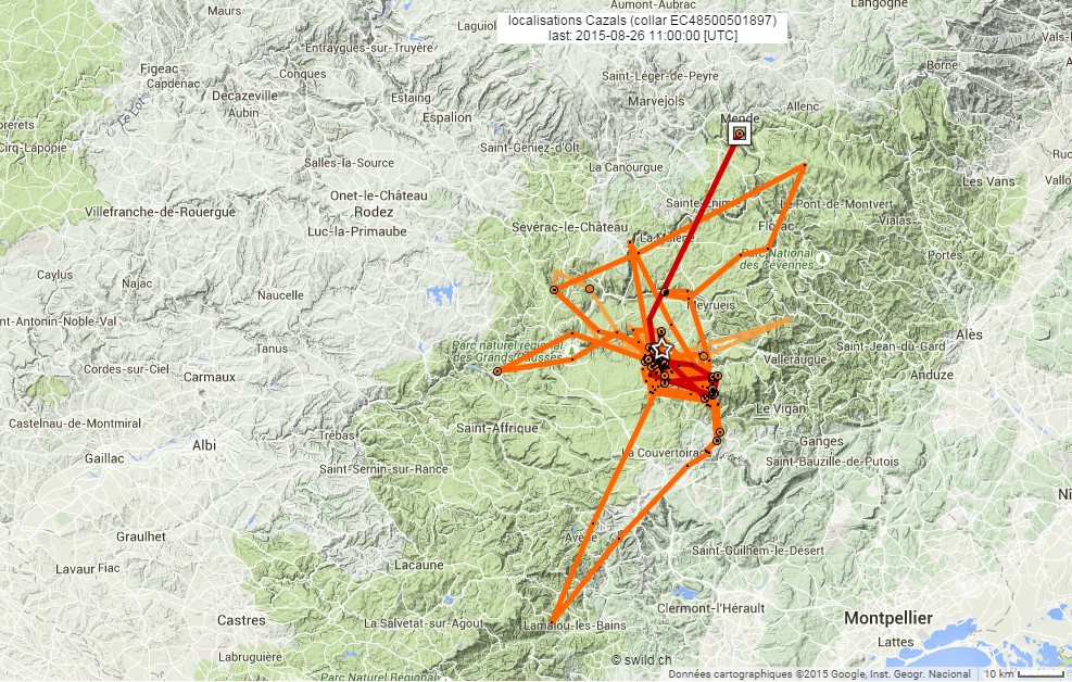 Déplacements de Cazals au 26/08/2015